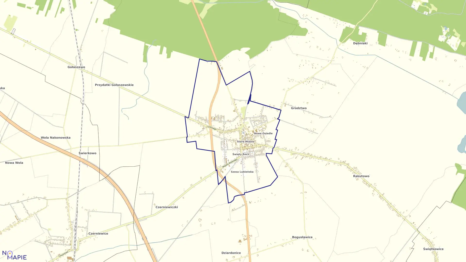 Mapa obrębu MIASTO KOWAL w mieście Kowal